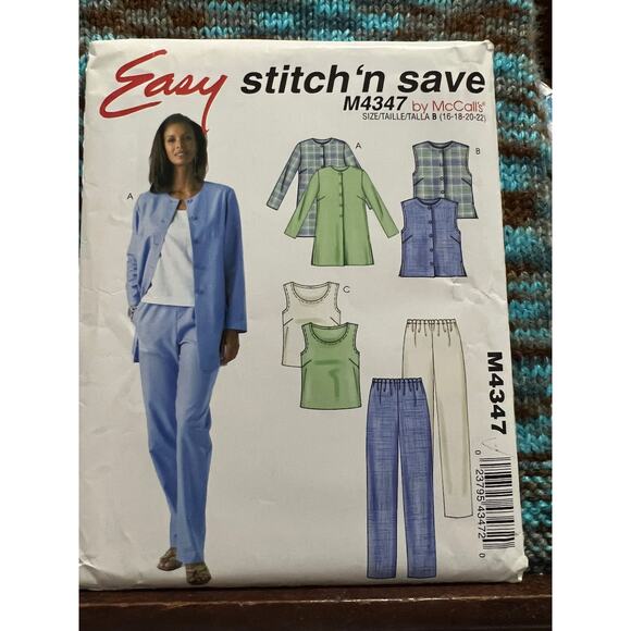 McCalls pattern 4347 tank top vest shacket elastic waist pants - Picture 1 of 5